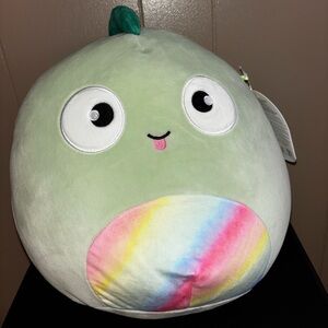 Cute Green Chameleon Plush Squishmallow Toy with Rainbow Accent